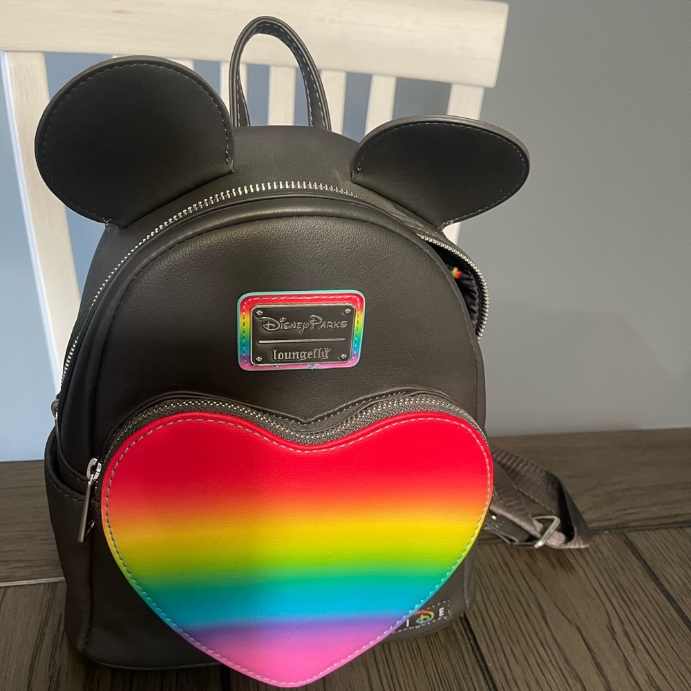 Disney Parks Pride Loungefly with Vibrant Rainbow Heart( like new).  Used 4x.